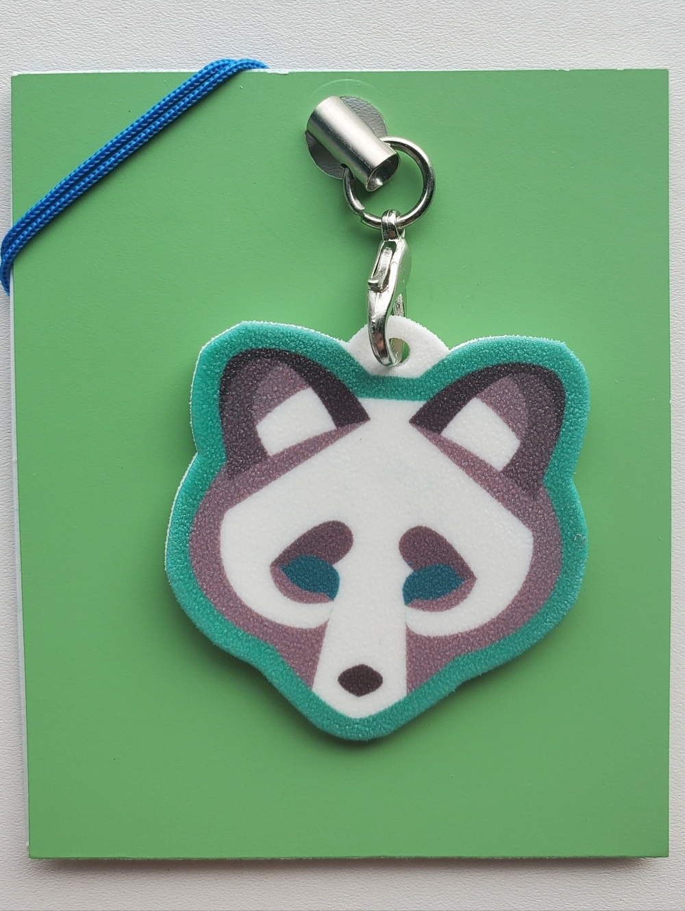 Handmade Teal/Gray Geometric Arctic Fox Charms/Keychains/Ornaments By Mattoodles